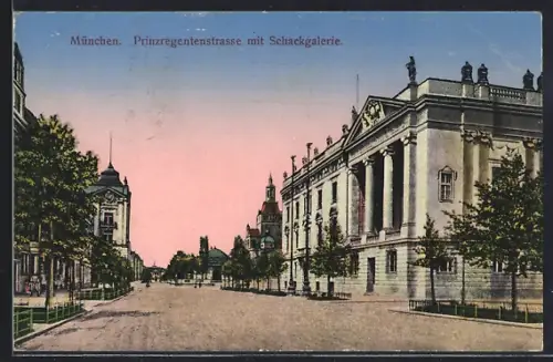 AK München, Prinzregentenstrasse mit Schackgalerie