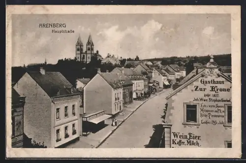 AK Arenberg, Hauptstrasse, Gasthaus Zur Krone, Kirche