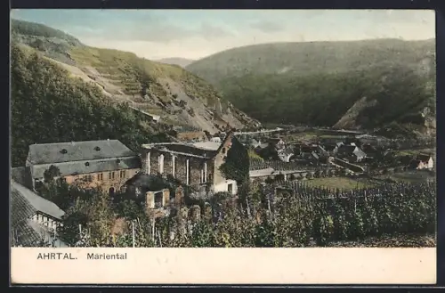 AK Mariental /Ahrtal, Ortsansicht mit Ruine und Weinbergen