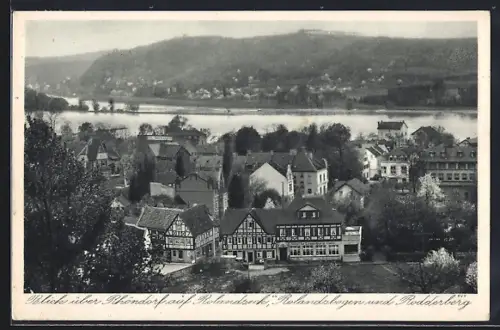 AK Rhöndorf, Blick über Rhöndorf auf Rolandseck, Hotel zur Löwenburg