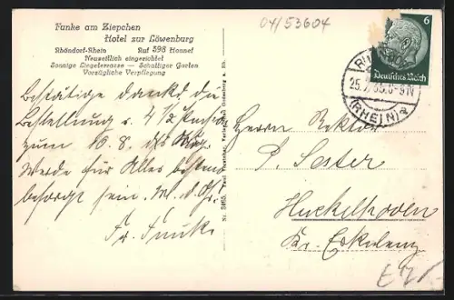 AK Rhöndorf, Blick über Rhöndorf auf Rolandseck, Hotel zur Löwenburg