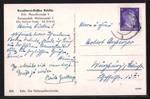 AK Köln, Hohenzollernbrücke