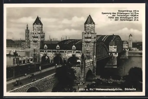 AK Köln a. Rh., Hohenzollernbrücke, Südseite