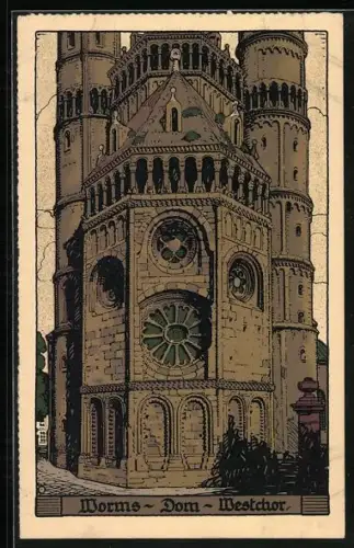 Steindruck-AK Worms, Dom-Westchor