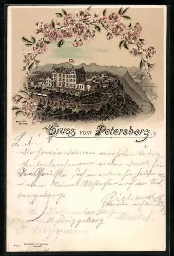 Lithographie Petersberg, Hotel mit Panorama