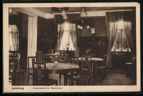 AK Jesteburg, Lesezimmer im Sanatorium, Innenansicht