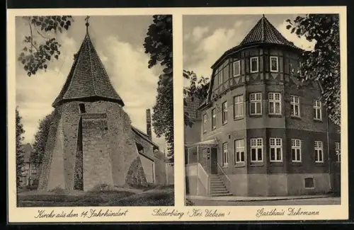 AK Suderburg, Gasthaus Dehrmann, Kirche aus dem 14. Jahrhundert