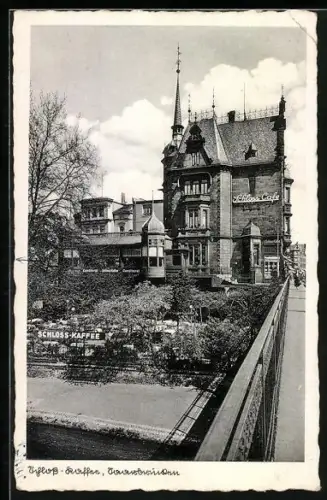 AK Saarbrücken, Blick auf Schloss-Kaffee