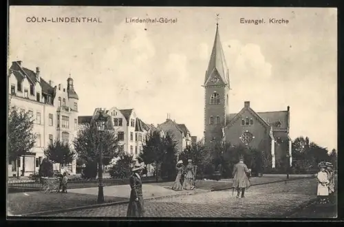 AK Köln-Lindenthal, Lindenthal-Gürtel, Evangel. Kirche