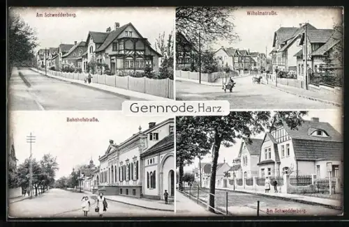 AK Gernrode /Harz, Am Schwedderberg, Bahnhofstrasse, Wilhelmstrasse