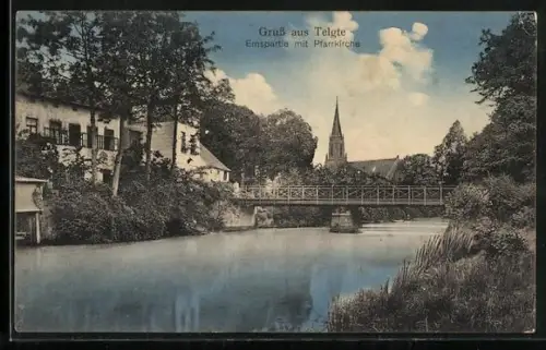 AK Telgte, Emspartie mit Pfarrkirche