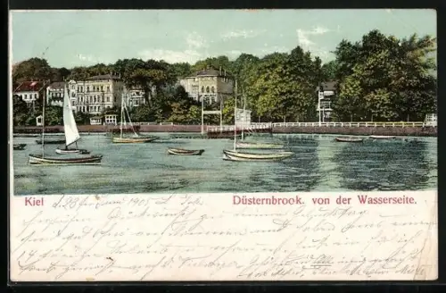 AK Kiel, Düsternbrock, Ortspartie von der Wasserseite