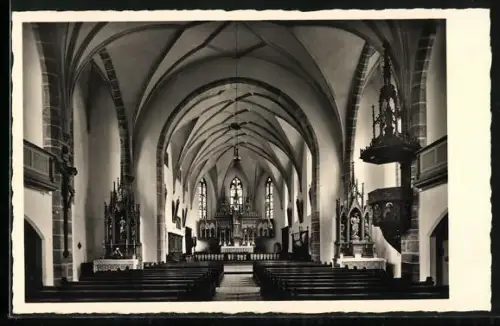 AK Schwandorf /Opf., Katholische Stadtpfarrkirche, Innenansicht