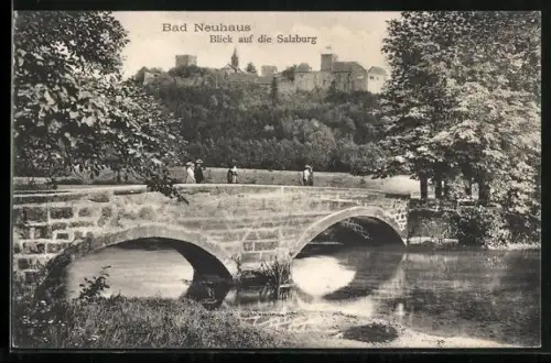AK Bad Neuhaus, Blick von der Brücke auf die Salzburg