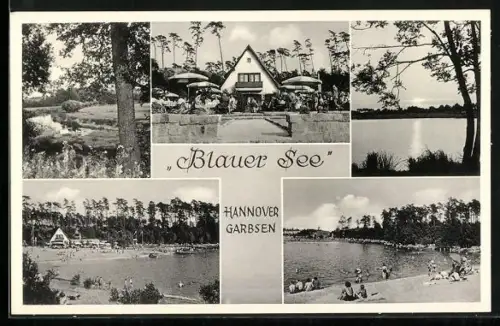 AK Hannover-Garbsen, Gasthaus Blauer See, Auto-Rast und Strandbad