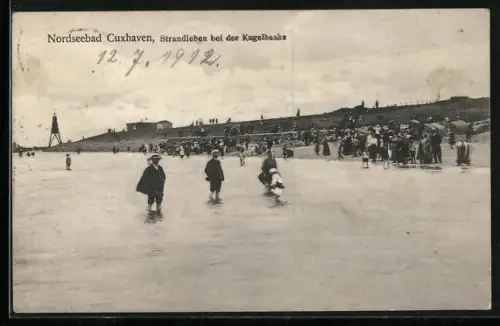 AK Cuxhaven, Nordseebad, Strandleben bei der Kugelbaake