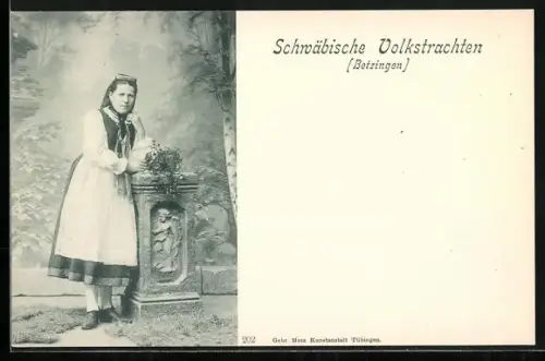 AK Betzingen, Frau in schwäbischer Volkstracht