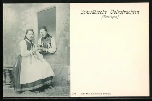 AK Betzingen, Zwei Frauen in schwäbischer Volkstracht