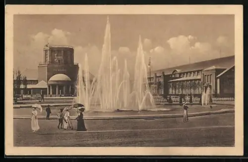 AK Leipzig, Intern. Baufachausstellung mit Sonderausstellungen 1913, Leuchtspringbrunnen