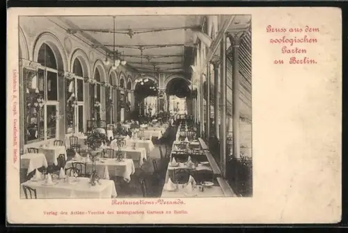 AK Berlin, Zoologischer Garten, Restaurations-Veranda