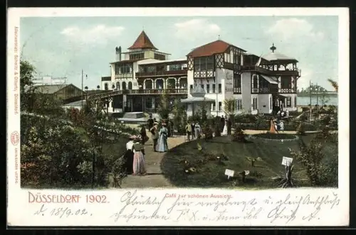 AK Düsseldorf, Industrie- und Gewerbe-Ausstellung 1902, Café zur schönen Aussicht
