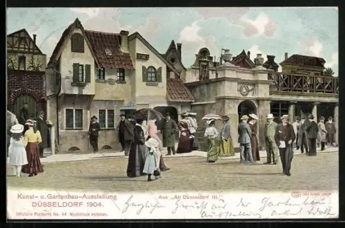 AK Düsseldorf, Kunst- u. Gartenbau-Ausstellung 1904, Partie auf dem Gelände