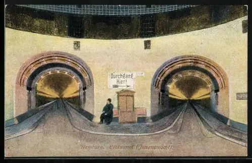 AK Hamburg, Elbtunnel, Innenansicht