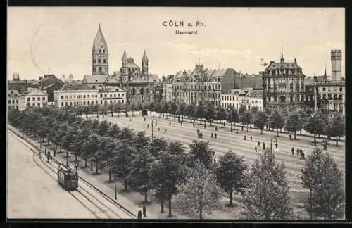 AK Köln, Strassenbahn am Neumarkt