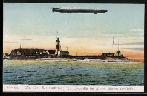 AK Der Luftkrieg: Ein Zeppelin im Fluge, Marine Luftschiff