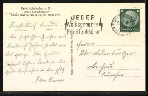 AK Friedrichshafen a. B., Neue Luftschiffhalle mit LZ 127 Graf Zeppelin