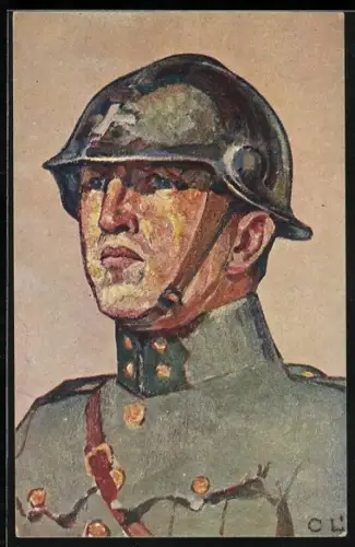 AK Schweizer Soldat mit Sturmhelm