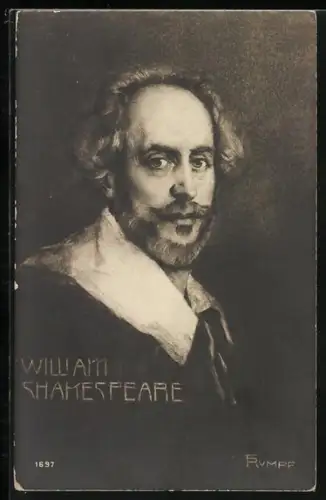 Künstler-AK Portrait des englischen Dichters William Shakespeare