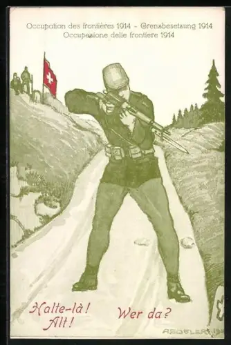 AK Schweizer Soldat bei der Grenzbesetzung 1914