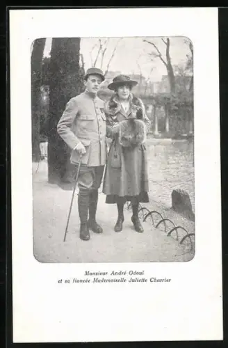 AK Andre Odoul et sa fiancée Juliette Chevrier, La Famille du Rameau d`Olivier, Carte No. 68