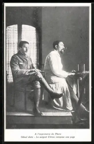 AK Odoul dicte - le sergent Citron compose une page, La Famille du Rameau d`Olivier, Carte No. 62