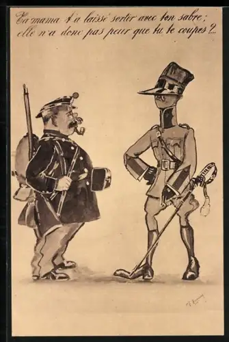 Künstler-AK Karikatur von italienischen Soldaten