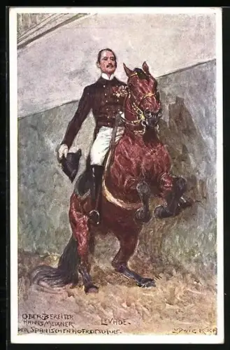 Künstler-AK Ludwig Koch: Oberbereiter Hanns Meixner d. Spanischen Hofreitschule, Levade