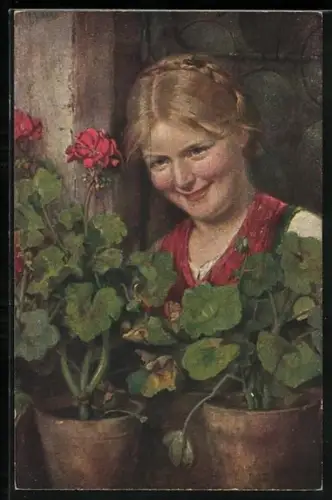 Künstler-AK Erpaco-Kunstverlag Nr. 8, Unter Blumen, Hugo Engel