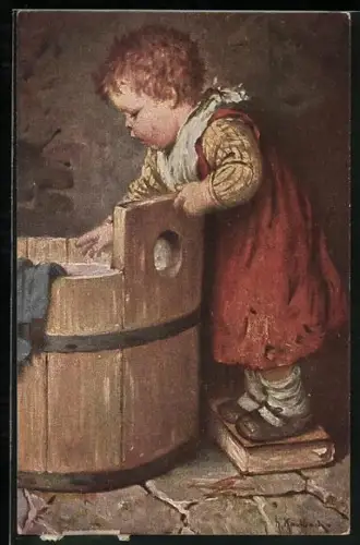 Künstler-AK Hermann Kaulbach: Mädchen bei der grossen Wäsche