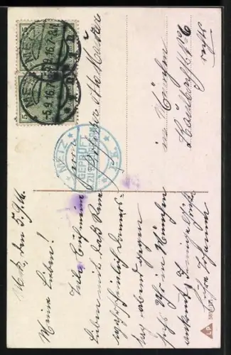 Künstler-AK Hirsch und Weibchen