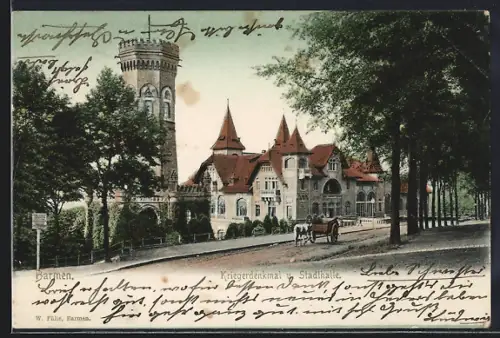 AK Barmen, Kriegerdenkmal und Stadthalle