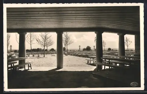 AK Schweigen an der deutschen Weinstrasse, Gasthof Weintor, Blick auf die Terrasse