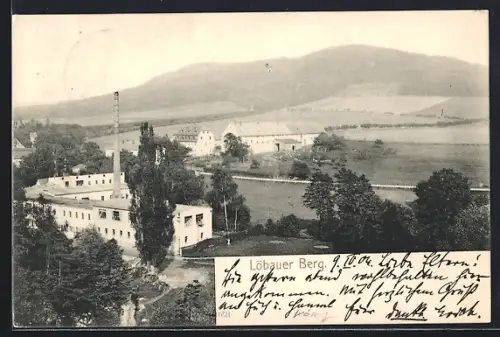 AK Löbauer Berg, Fabrikgebäude und Landschaftspanorama