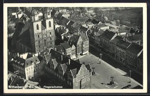 AK Wittenberg / Elbe., Fliegeraufnahme des Ortes