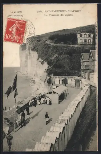 AK Saint-Pierre-en-Port, La Terrasse du Casino, vue sur les falaises et la mer