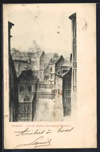 AK Elbeuf, Vue du Puchot, dessin de Mérovak