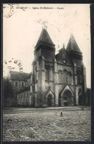AK Gournay, Église St-Hildevert, Facade