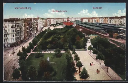 AK Berlin-Charlottenburg, Stuttgarterplatz mit Bahnhof