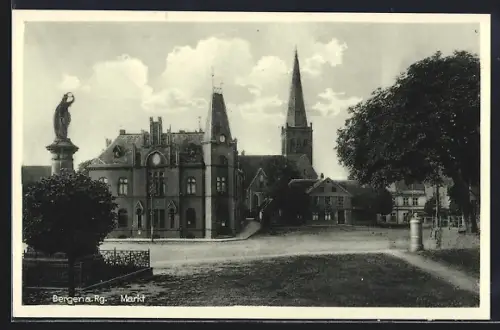 AK Bergen / Rügen, Markt mit Kirche