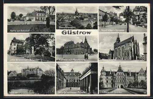 AK Güstrow, Partie am Bahnhof, Strasse